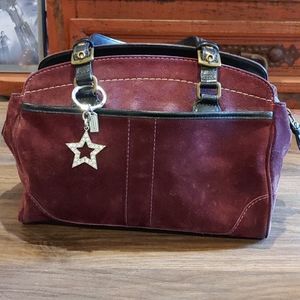 Coach suede leather satchel purple lining